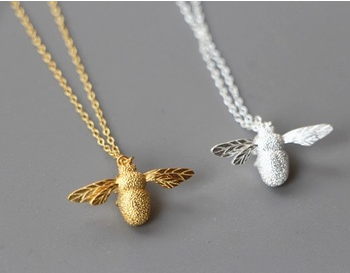 Fashion gold-plated silver bee necklace bee pendant
